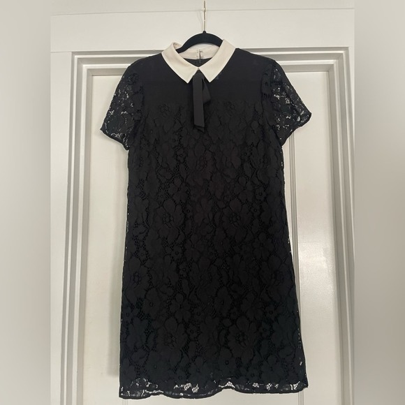 CeCe Dresses & Skirts - CeCe black lace dress white collar and bow. women's Size 8